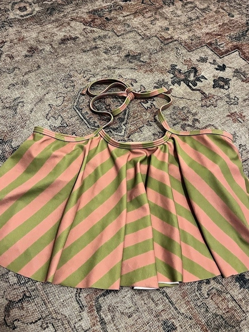 Kontri Jane Striped Swim Skirt Pink & Green Size Girl 10/11 Like New